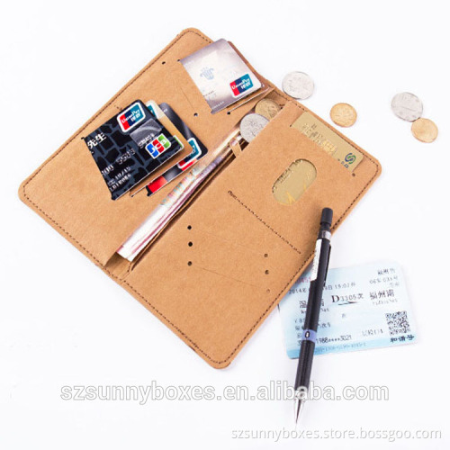 Anti-tearing Washable Kraft Paper Folding Long Wallet With Zipper